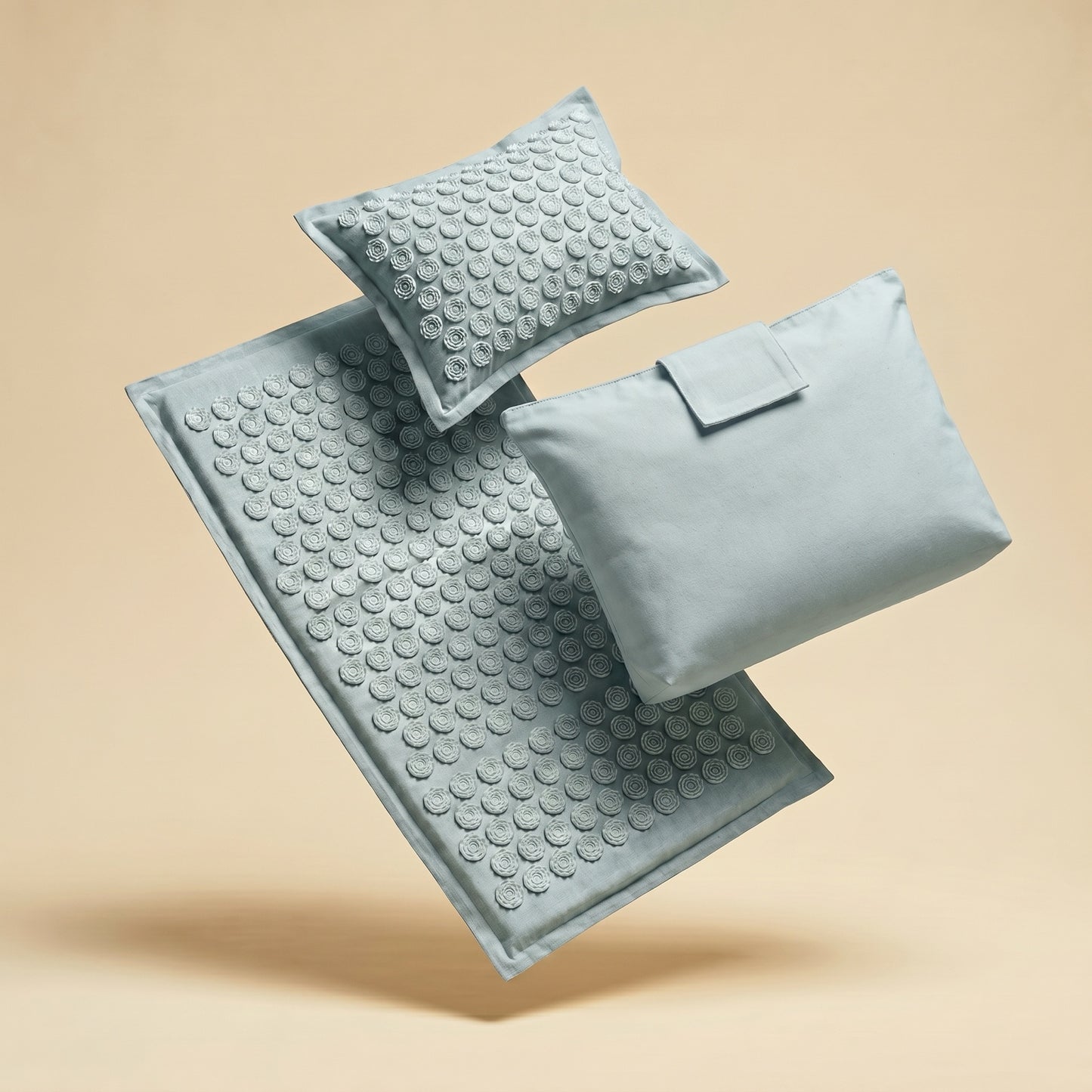 Restora acupressure mat, pillow & carry pouch set — Grey