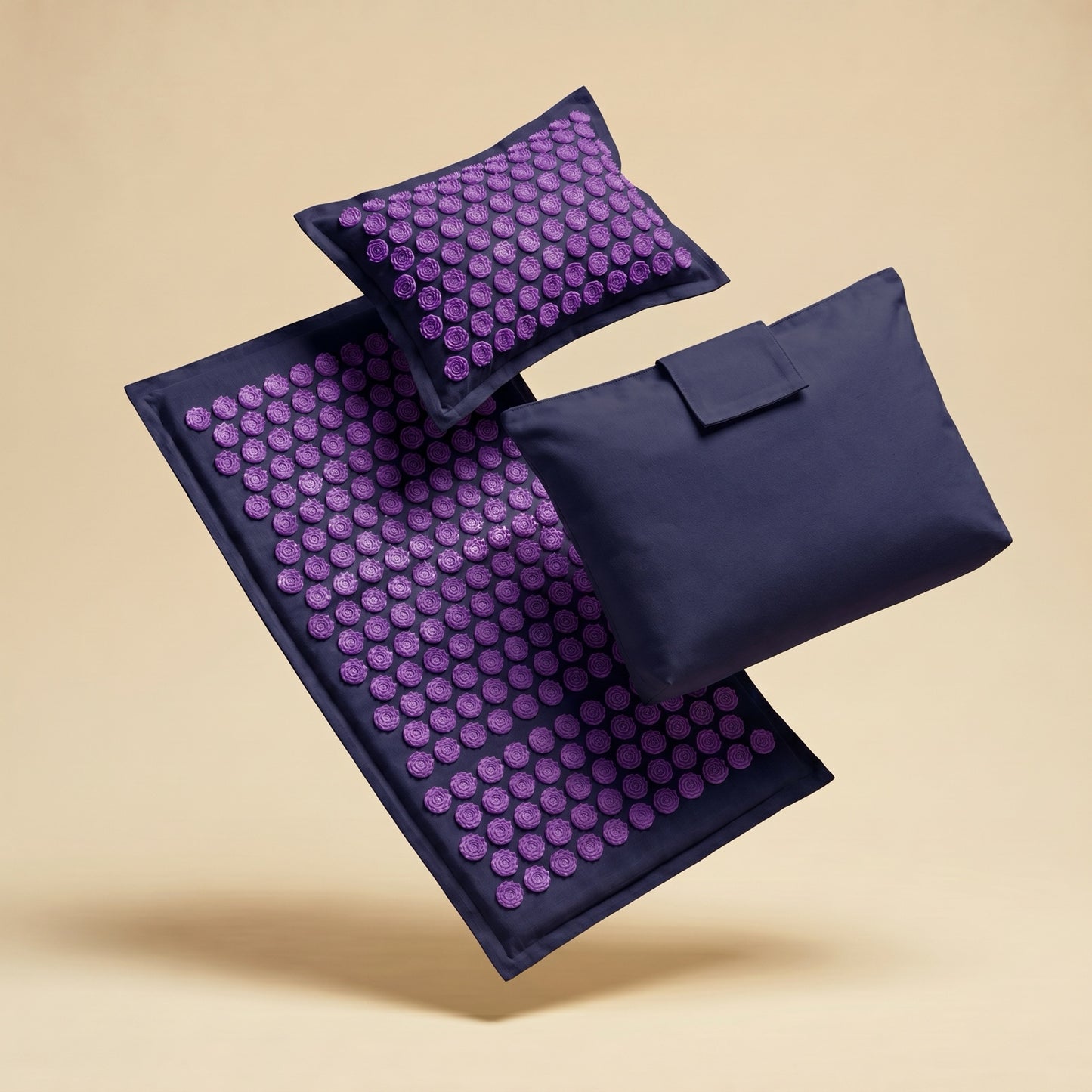 Restora acupressure mat, pillow & carry pouch set — Purple